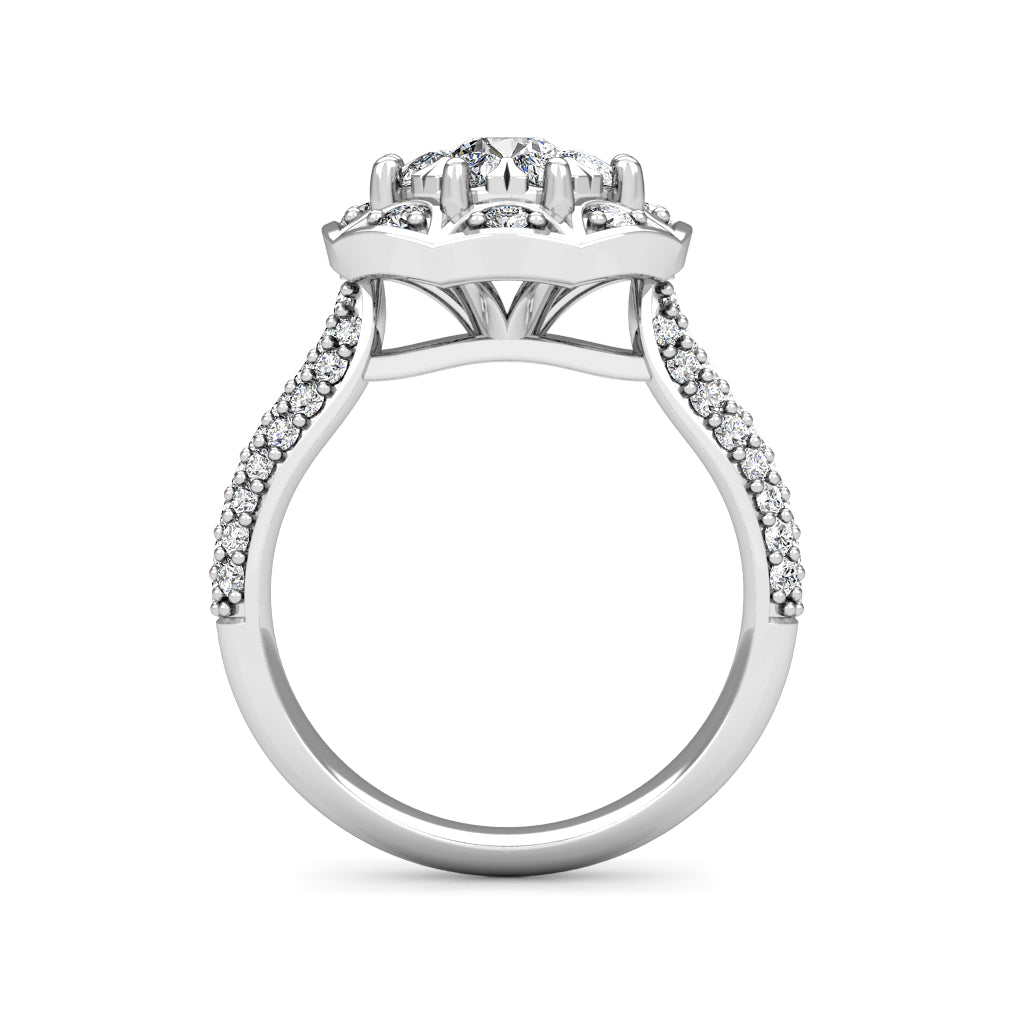 Audrey Diamond Cluster Engagement Ring 0.97ct Diamonds in 18K White Gold