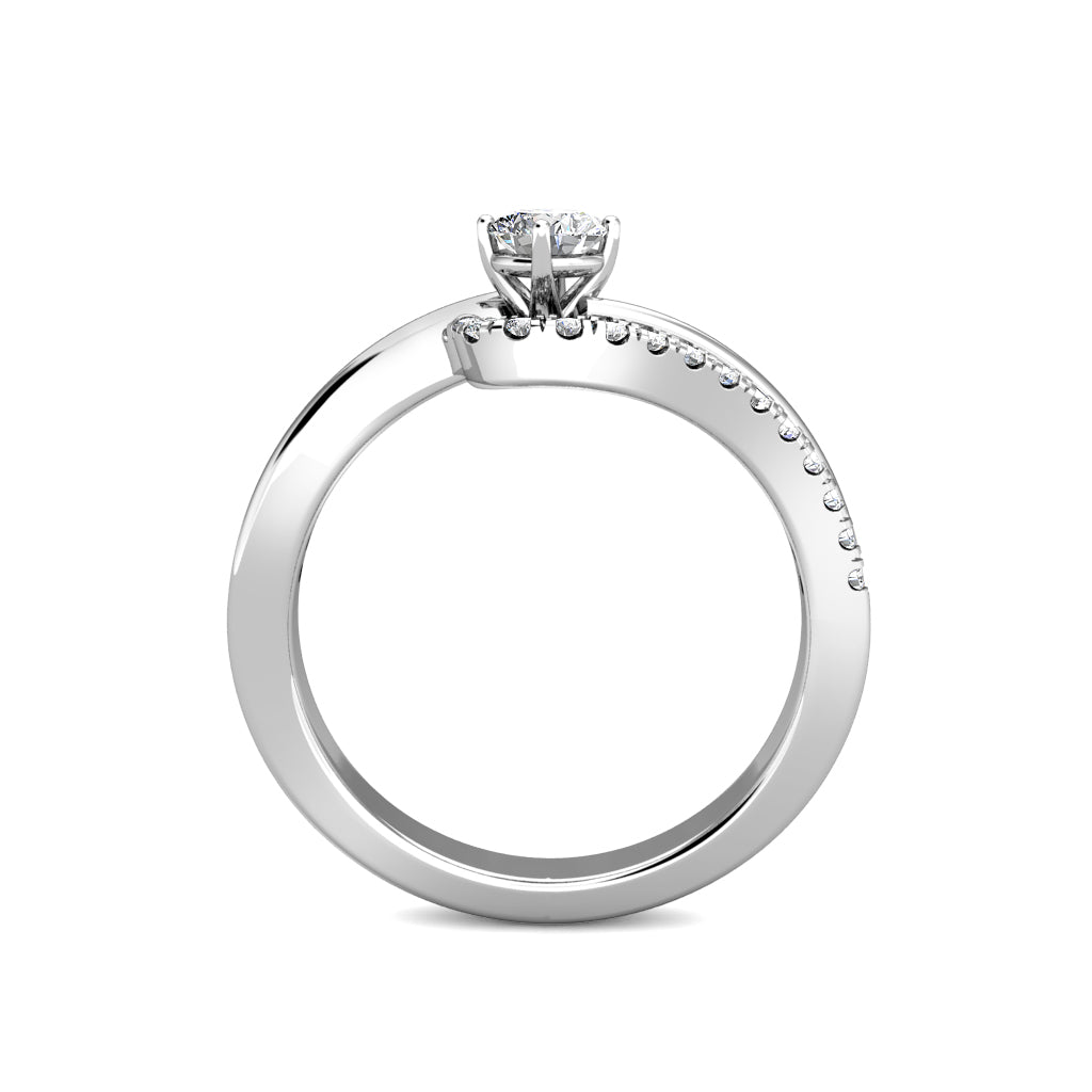 Twirl Diamond Cluster Engagement Ring 0.40ct Diamond in 18K White Gold