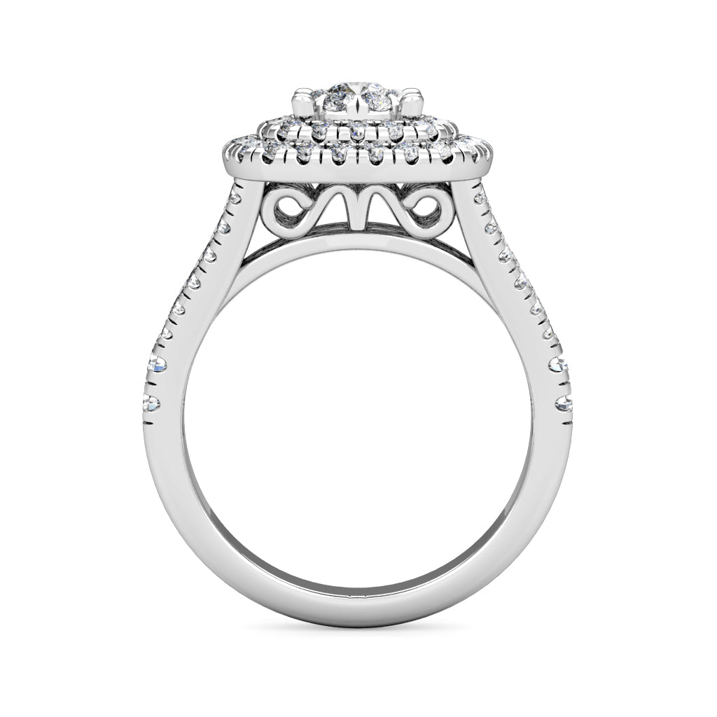 Regal Large Diamond Engagement Ring 0.92ct Diamonds in 18K White Gold