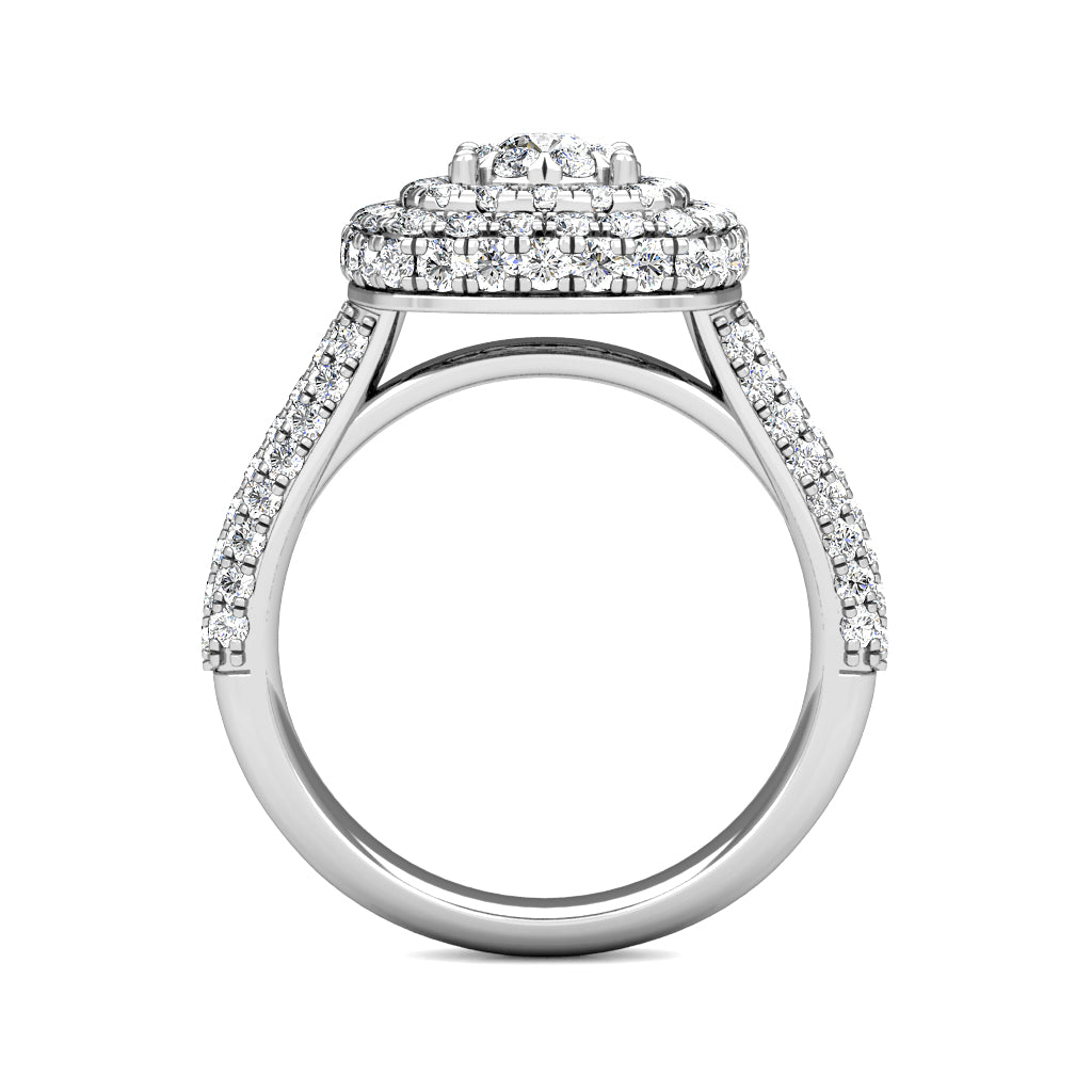 Alluring Large Diamond Statement Ring 1.22ct Diamonds in 18K White Gold