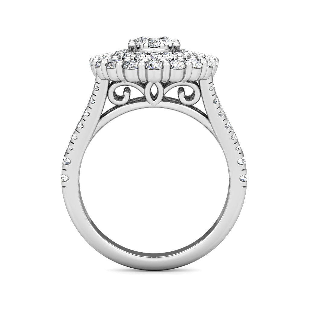 Victoria Large Oval Diamond Statement Ring 1.10ct Diamonds in 18K White Gold