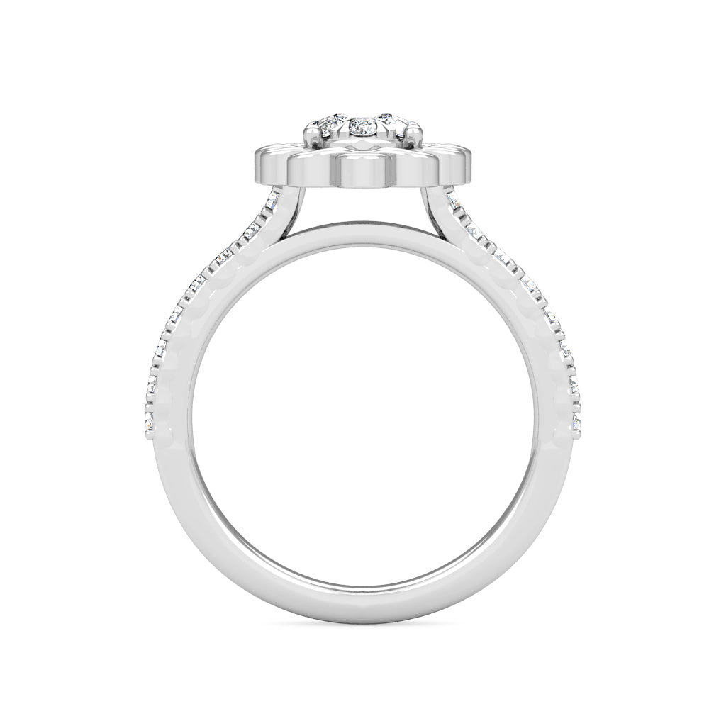 Esmeralda Diamond Halo Engagement Ring 0.53ct Diamonds in 18K White Gold