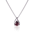 Teardrop Garnet Pendant Necklace in Sterling Silver