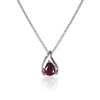Teardrop Garnet Pendant Necklace in Sterling Silver