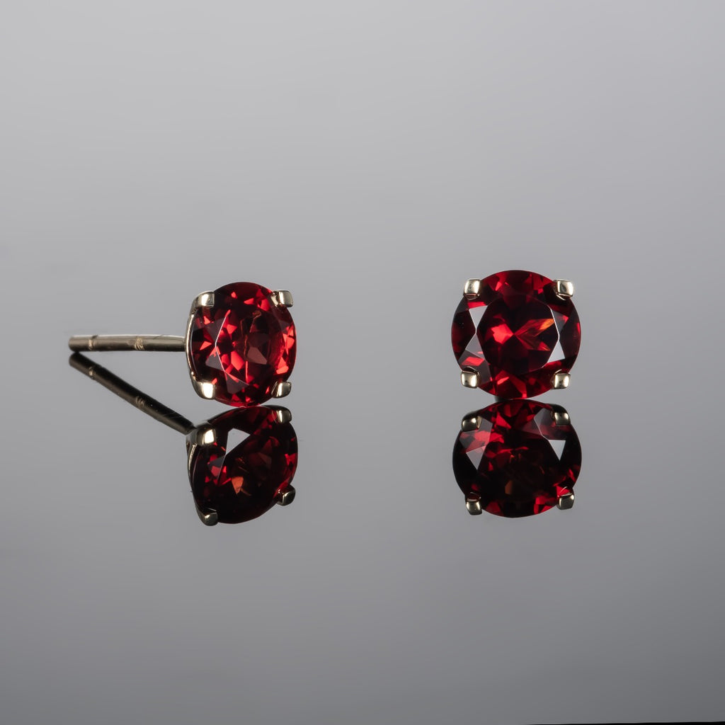 1.95ct Garnet Solitaire Stud Earrings In 9K Yellow Gold