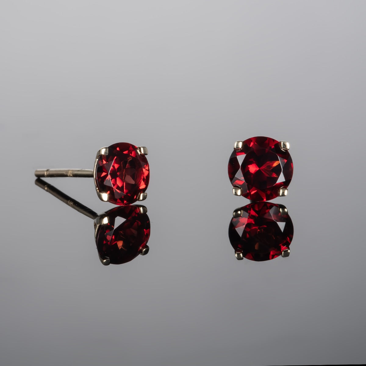 1.95ct Garnet Solitaire Stud Earrings In 9K Yellow Gold