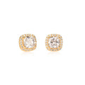 Gold Plated Sterling Silver Cushion Shaped Halo Stud Earrings