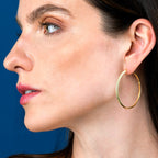 Gold Plated Sterling Silver Diamond Cut Hoop Earrings