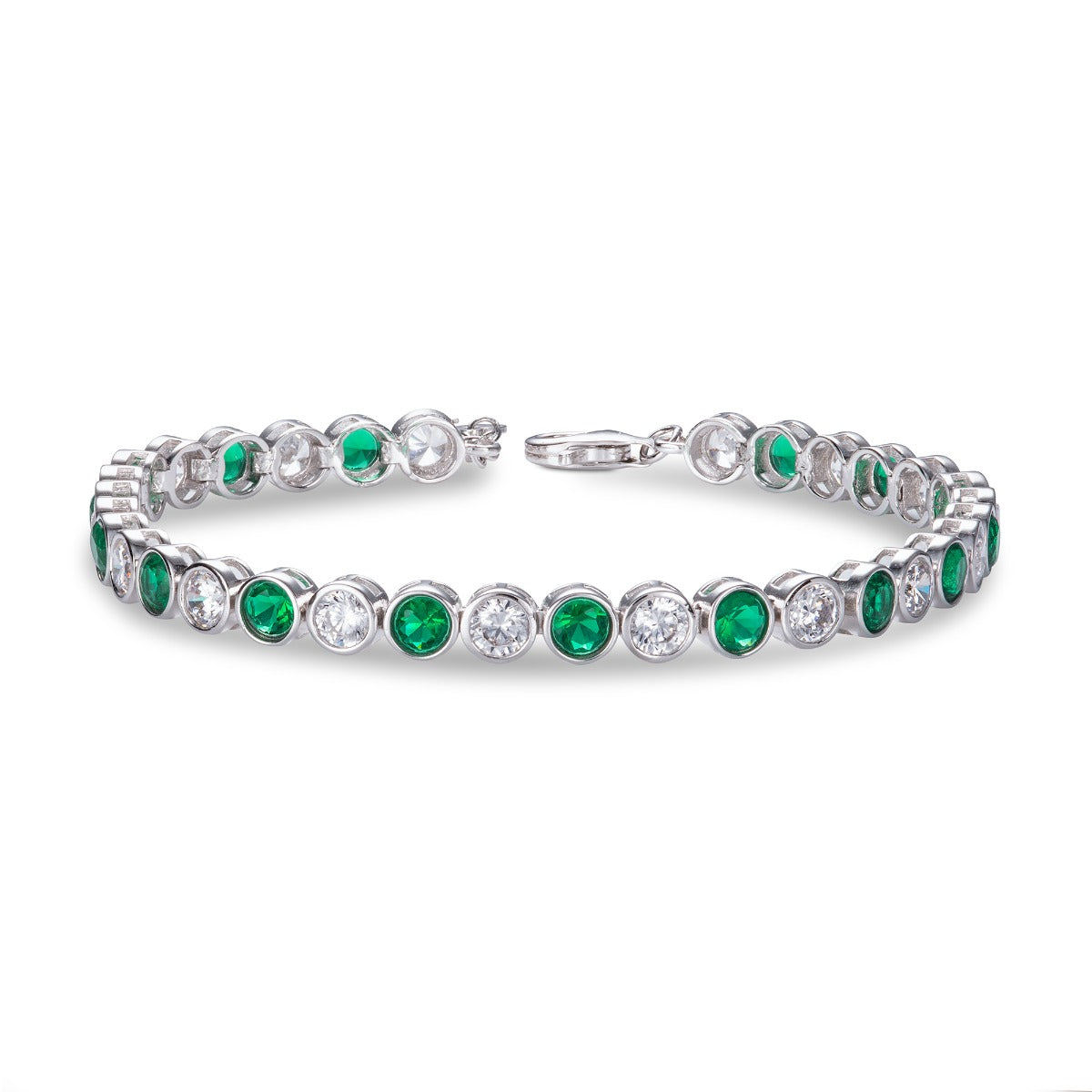 emerald green tennis bracelet in 925 Sterling silver