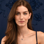 Sterling Silver Blue Round Halo Pendant Necklace