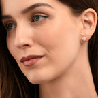 Gold Plated Sterling Silver Round Cubic Zirconia Halo Stud Earrings