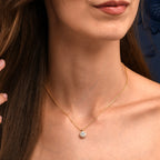 Gold Plated Sterling Silver Round CZ Halo Pendant Necklace