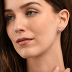 Sterling Silver Round Cubic Zirconia Halo Stud Earrings