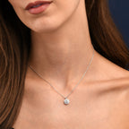 Sterling Silver Round CZ Halo Pendant Necklace