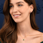Gold Plated Sterling Silver Green Round Halo Pendant Necklace