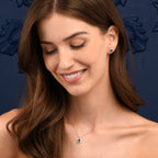 Sterling Silver Green Round Halo Pendant Necklace