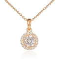 Gold Plated Sterling Silver Round Halo Pendant Necklace