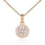 Gold Plated Sterling Silver Round Halo Pendant Necklace