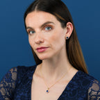 Gold Plated Sterling Silver Round Dark Blue Halo Stud Earrings
