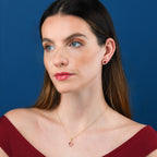 Gold Plated Sterling Silver Red Halo Pendant Necklace