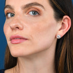 Rose Gold Plated Sterling Silver Round Halo Stud Earrings