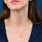 Rose Gold Plated Sterling Silver Round Halo Pendant Necklace