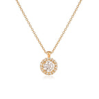 Gold Plated Sterling Silver Round CZ Halo Pendant Necklace