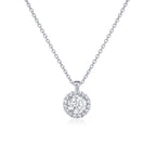 Sterling Silver Round CZ Halo Pendant Necklace