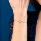 Sterling Silver HAMZA HAND Bracelet with Cubic Zirconia