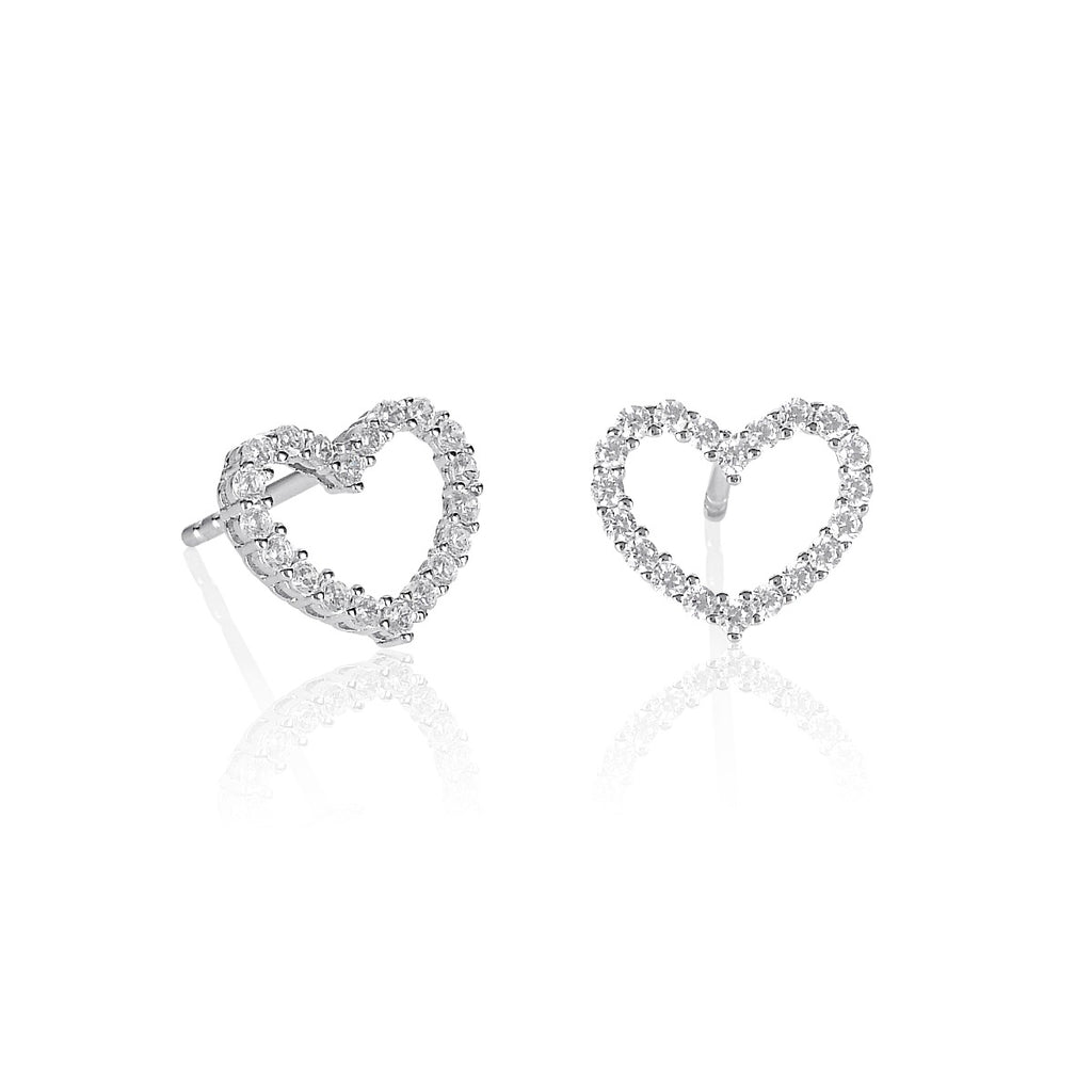 925 Sterling Silver Open Heart Stud Earrings for Women