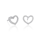 925 Sterling Silver Open Heart Stud Earrings for Women