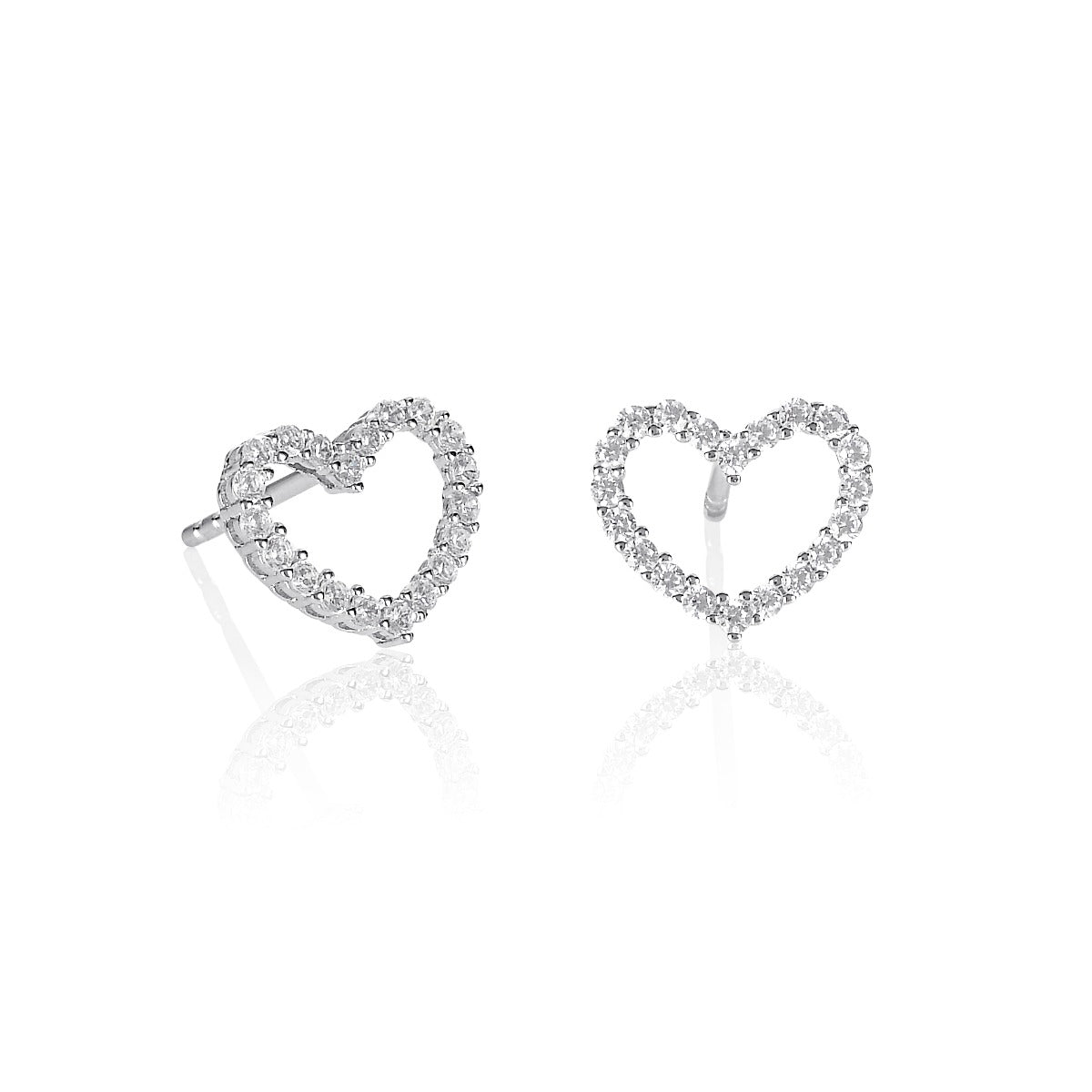 925 Sterling Silver Open Heart Stud Earrings for Women