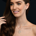 Two Tone Large Heart Pendant Necklace in Sterling Silver