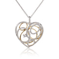 Gold and silver large heart pendant necklace
