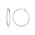 925 Sterling Silver Diamond Cut Sparkling Hoop Earrings