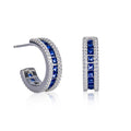 Sterling Silver Blue Hoop Earrings with Cubic Zirconia Stones