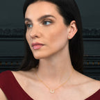 Gold Plated Sterling Silver Lucky Horseshoe Pendant Necklace With Cubic Zirconia