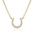 Gold Plated Sterling Silver Lucky Horseshoe Pendant Necklace With Cubic Zirconia