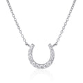 Sterling Silver Lucky Horseshoe Pendant Necklace With Cubic Zirconia