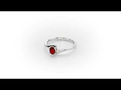 Ruby Ring 4x5mm Oval Ruby & 0.03ct Diamonds in 18K White Gold