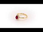 Ruby Ring 5x7mm Pear Ruby & 0.20ct Diamonds in 18K Yellow Gold