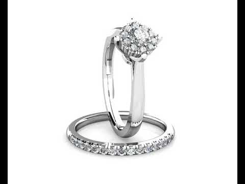 Star Diamond Cluster Engagement Ring 0.30ct Diamonds in 18K White Gold