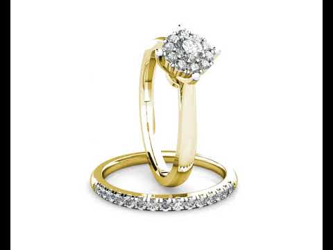 Star Diamond Cluster Engagement Ring 0.30ct Diamonds in 18K Yellow Gold