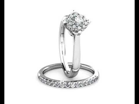 Star Diamond Cluster Engagement Ring 0.20ct Diamonds in 18K White Gold
