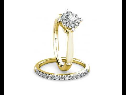 Star Diamond Cluster Engagement Ring 0.20ct Diamonds in 18K Yellow Gold