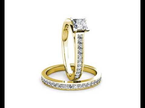 Square Princess Diamond Engagement Ring 0.45ct Diamonds 18K Yellow Gold