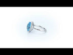 Marquise Blue Topaz Ring 6x12mm Topaz 0.13ct Diamonds 18K White Gold