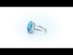 Cushion Blue Topaz Ring 9x12mm Topaz & 0.21ct Diamonds 18K White Gold
