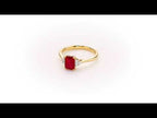 Ruby Ring 5x7mm Octagon Ruby & 0.10ct Diamonds 18K Yellow Gold