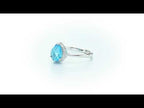 Pear Blue Topaz Ring 7x9mm Topaz & 0.14ct Diamonds 18K White Gold
